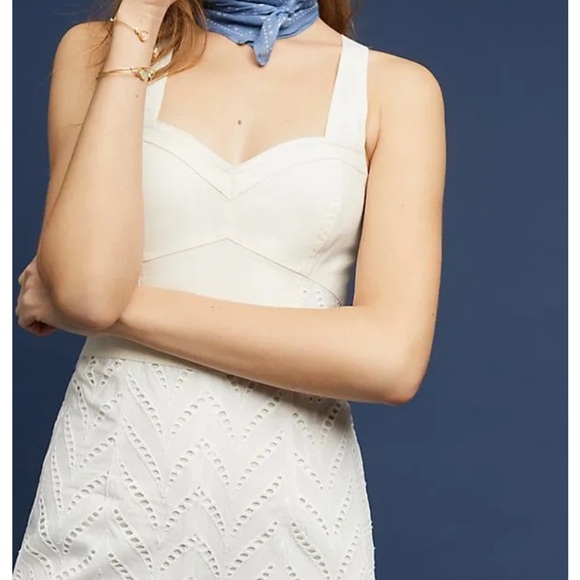 Anthropologie Ett:twa Womens Alice Eyelet Jumpsuit Embroidered White Size 6 - Picture 4 of 14